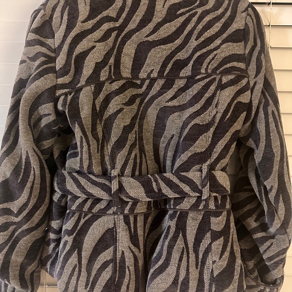 Dollhouse Black and Gray Zebra Print Pea Coat - Picture 3 of 8